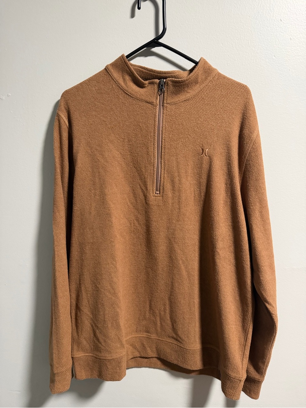 Hurley Men’s Zip-Neck Sweater in Rust Brown